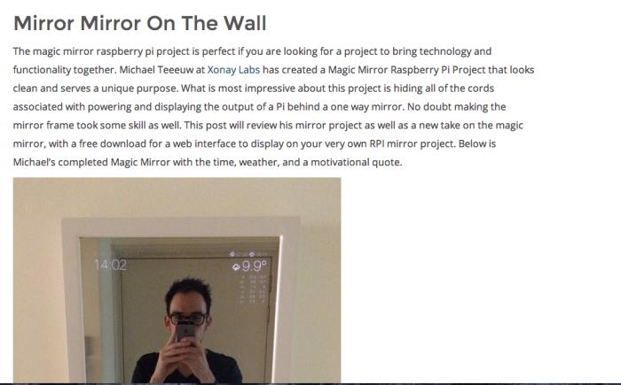 Shoutout Michael's Awesome Magic Mirror Project