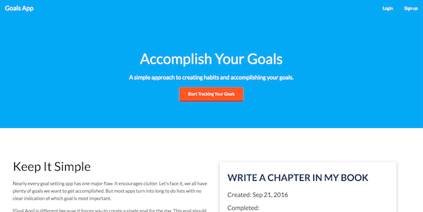 Smart Goals App Home Page