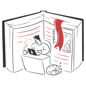 Guy reading book illustration